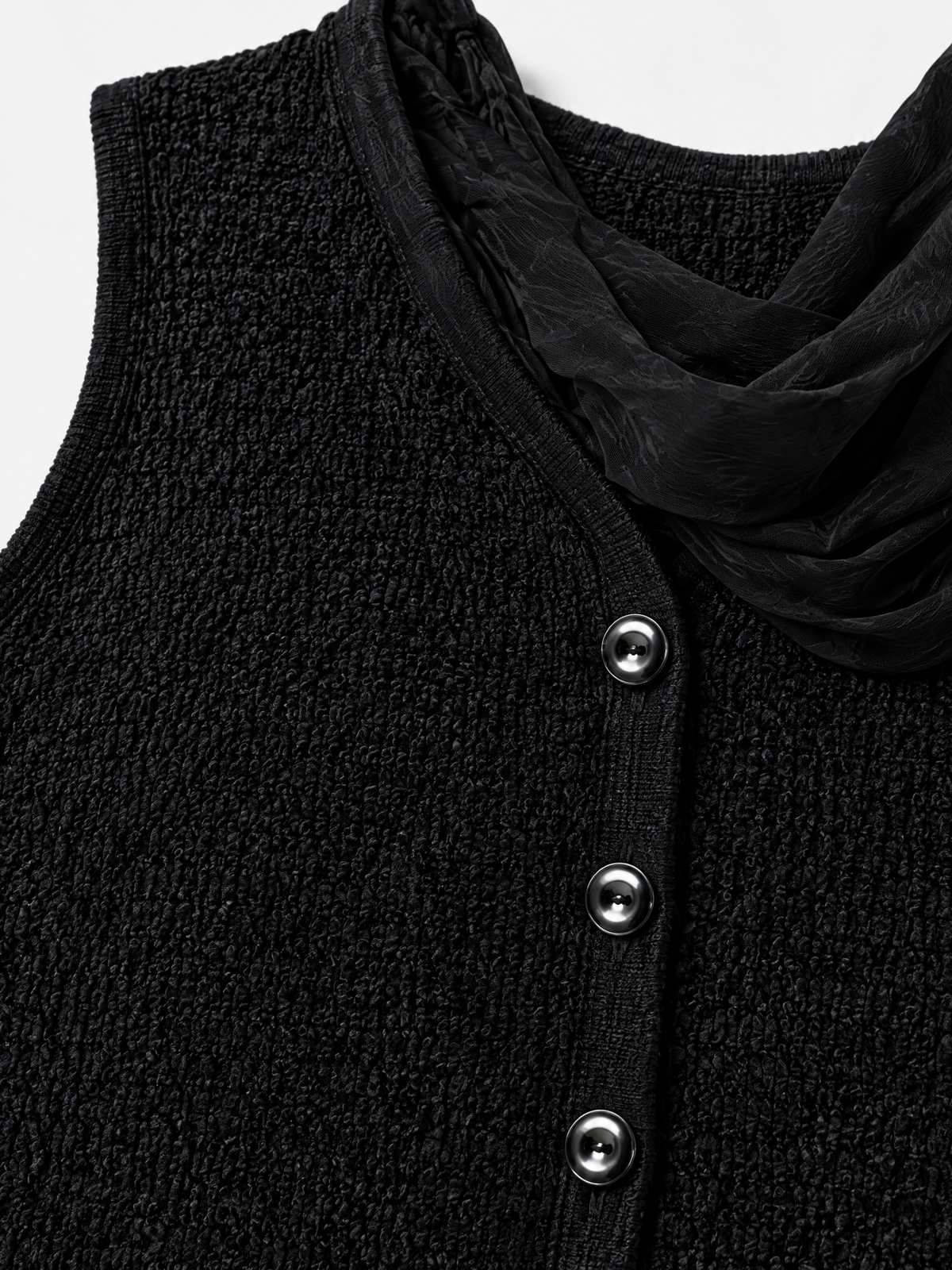 Brick Lane Textured Asymmetric Hem Knit Tank Top - Black