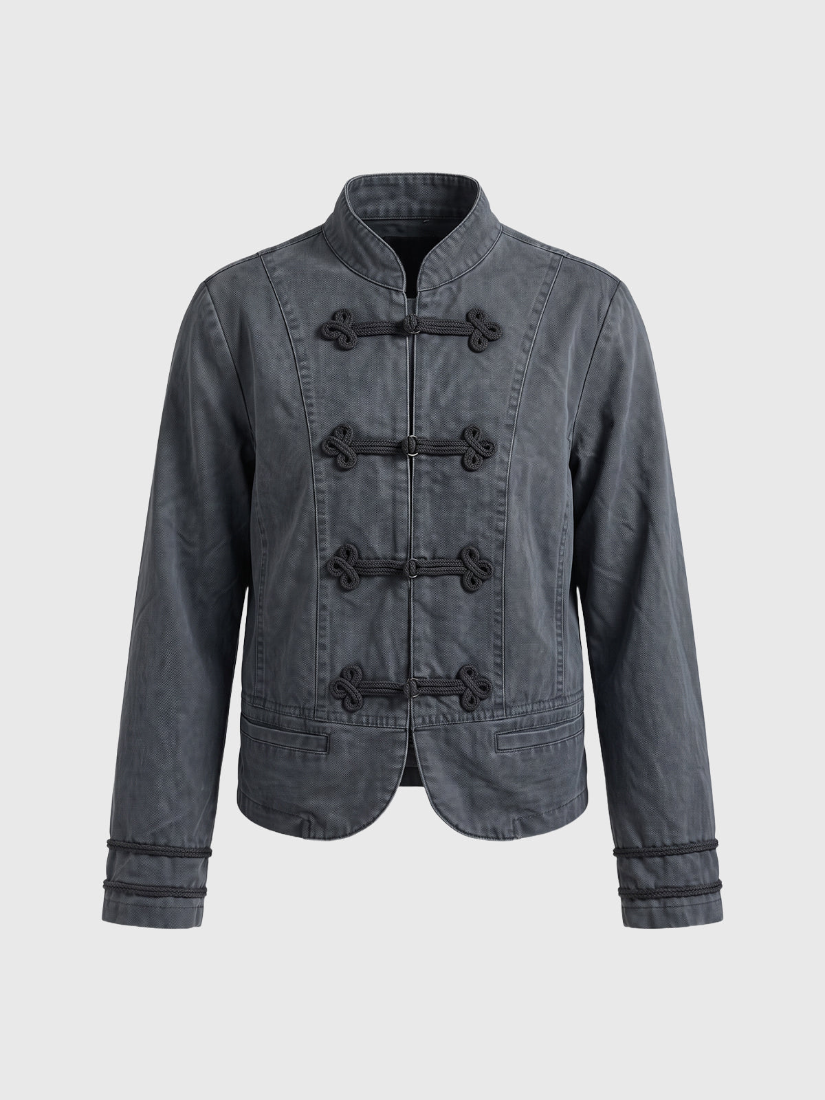 Co-ed Dorm Skimming Military Buttoned Jacket - Grey