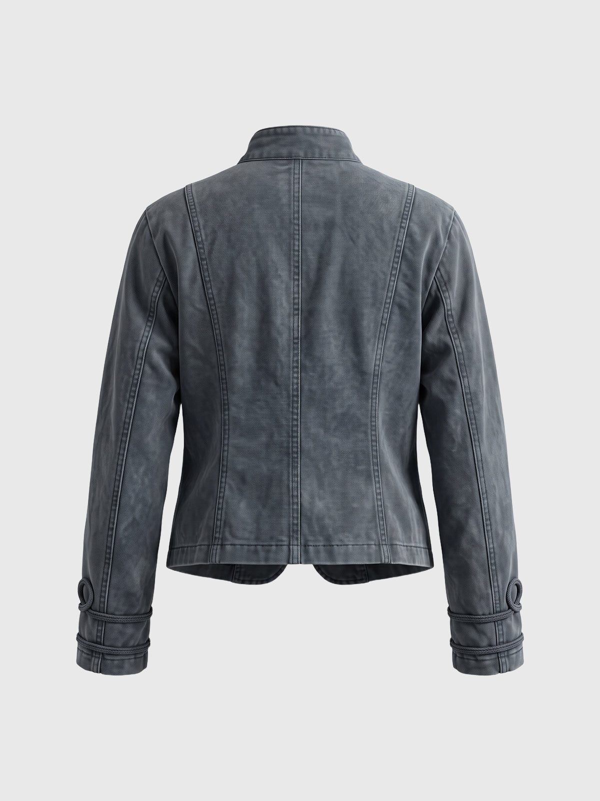 Co-ed Dorm Skimming Military Buttoned Jacket - Grey
