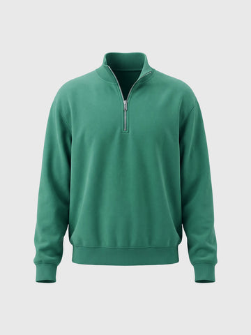 American Club Baggy Half-Zip Fleece Sweatshirt - Green