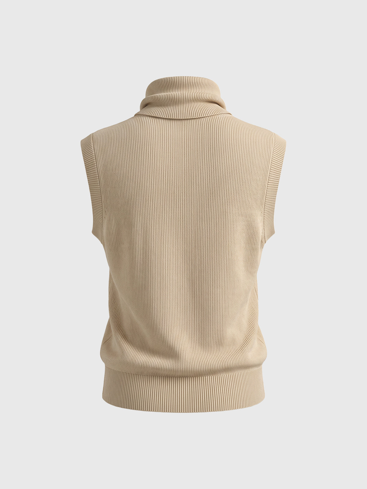 Co-ed Dorm Baggy Cowl-Neck Sleeveless Knit Top - Beige