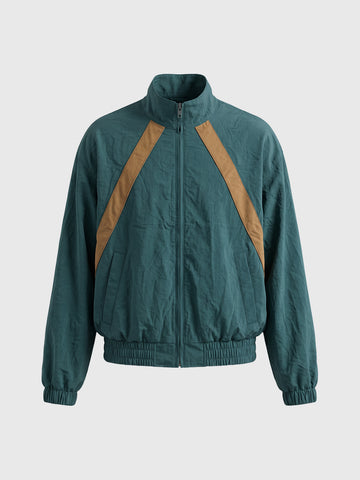 Weekday Outdoor Baggy Contrast Panel Bomber Jacket - Blue