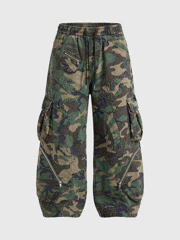 Weekday Outdoor Wide-leg Camouflage Cargo Pants - Green