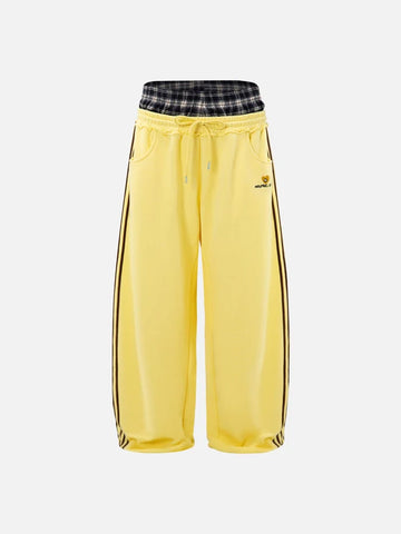 American Club Baggy Side-Stripe Track Maxi Pants - Yellow