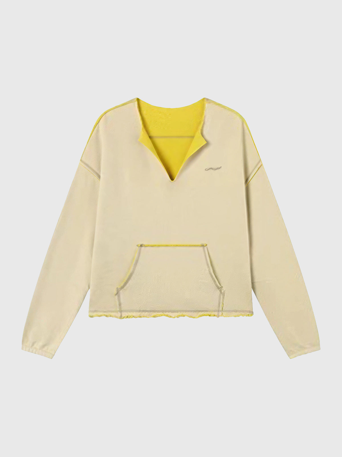 Fuzzy Edge V Sweatshirt - Butter Yellow