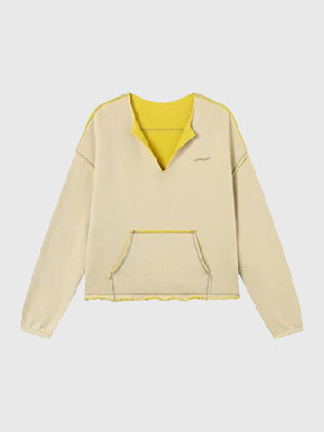 Fuzzy Edge V Sweatshirt - Butter Yellow