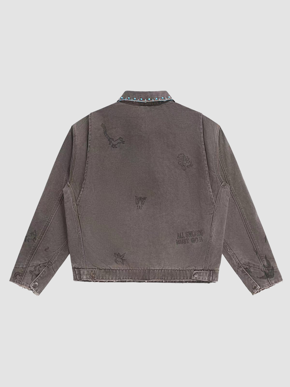 Brick Lane Washed Corduroy Button-Up Cropped Jacket - Charcoal