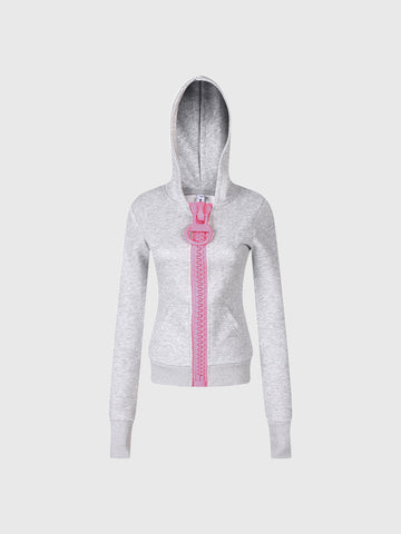 Brick Lane Skimming Contrast Zip-up Hoodie - Grey