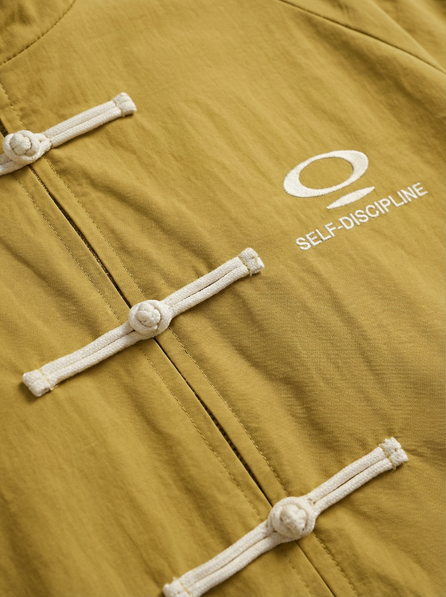Co-ed Dorm Baggy Frog Button Track Jacket - Mustard