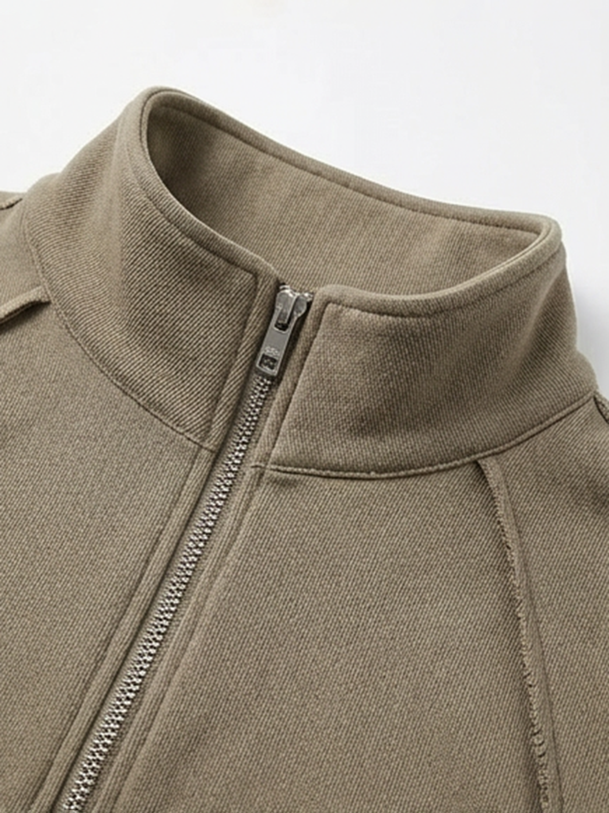 Co-ed Dorm Baggy Quarter Zip Pullover Sweatshirt - Brown