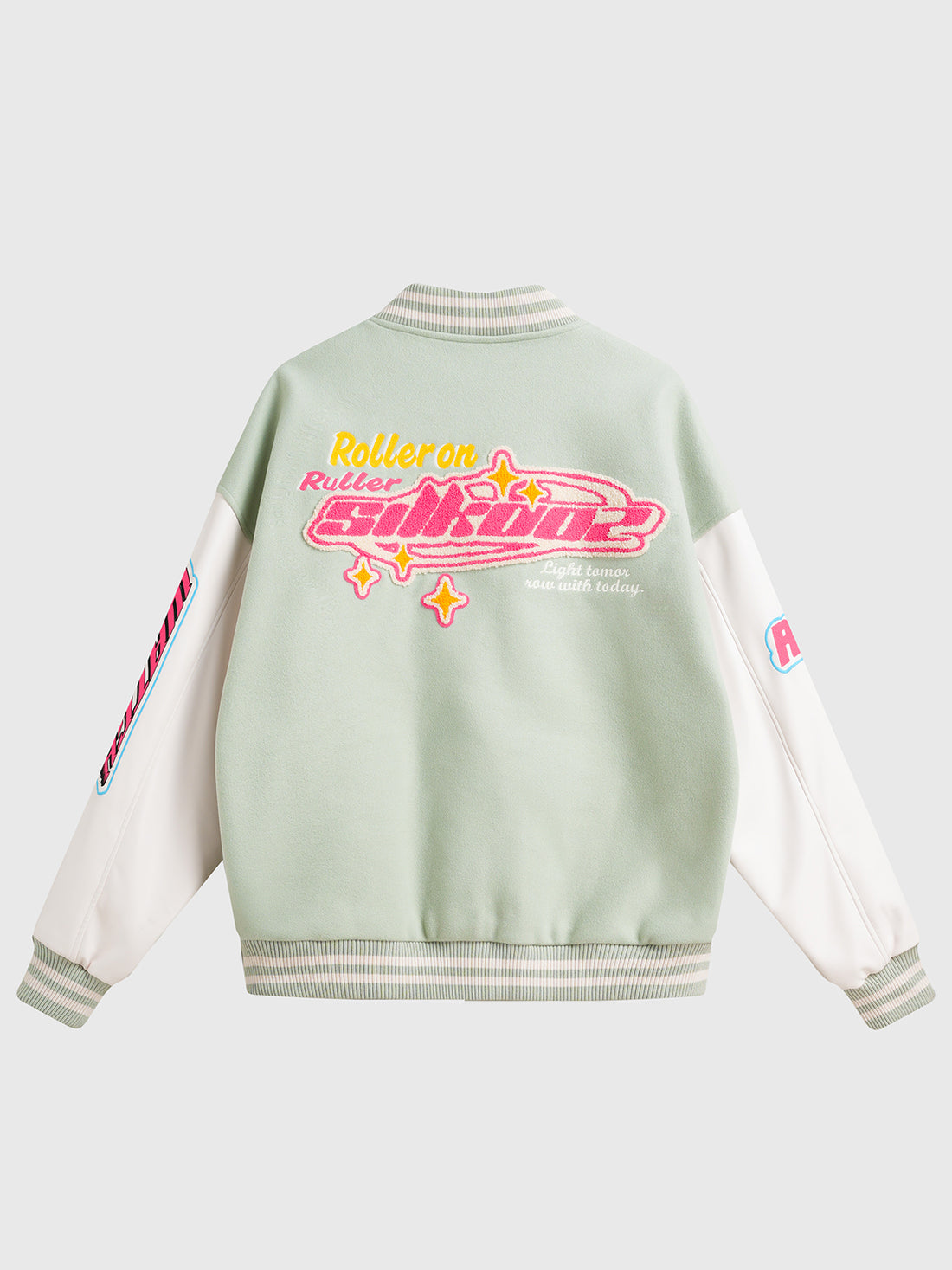 Neon Town Varsity Jacket - Mint Pink