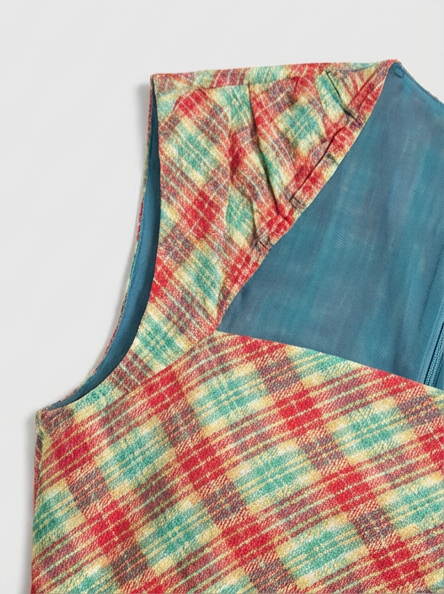 Puzzle Check Waist Dress - Chestnut Brown