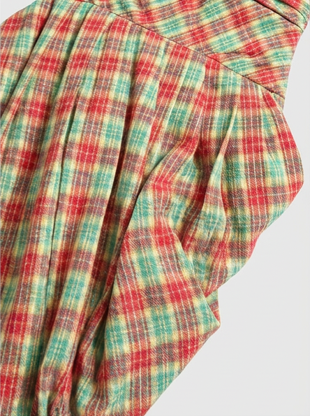Puzzle Check Waist Dress - Chestnut Brown
