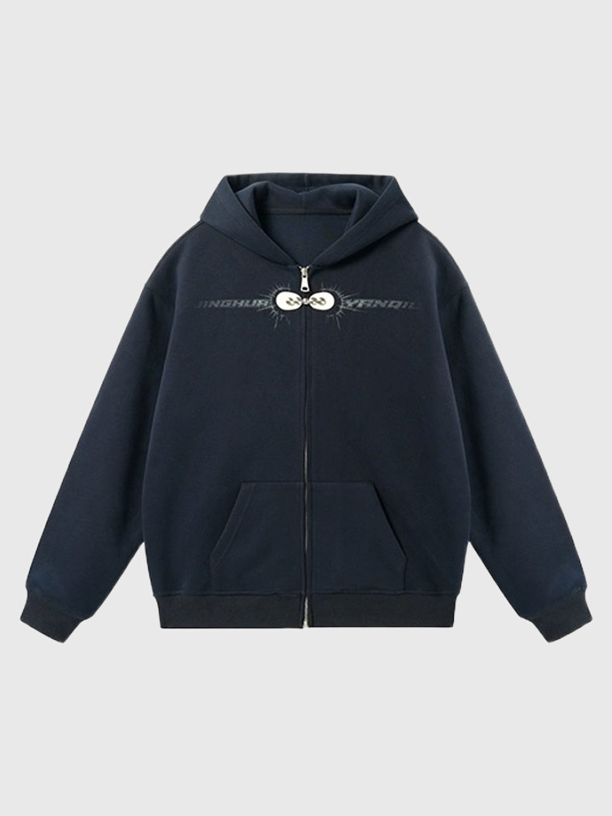 Co-ed Dorm Baggy Zip-up Hoodie - Black
