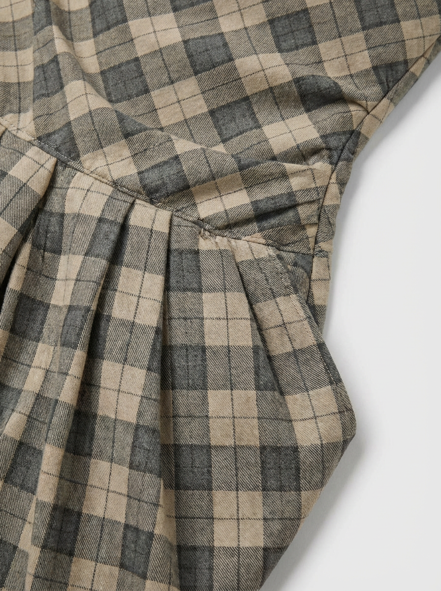 Tangled Check Waist Dress - Caramel Brown