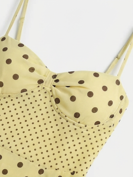 Summer Dot Waist Dress - Lemon Yellow