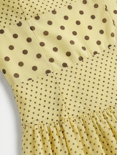 Summer Dot Waist Dress - Lemon Yellow