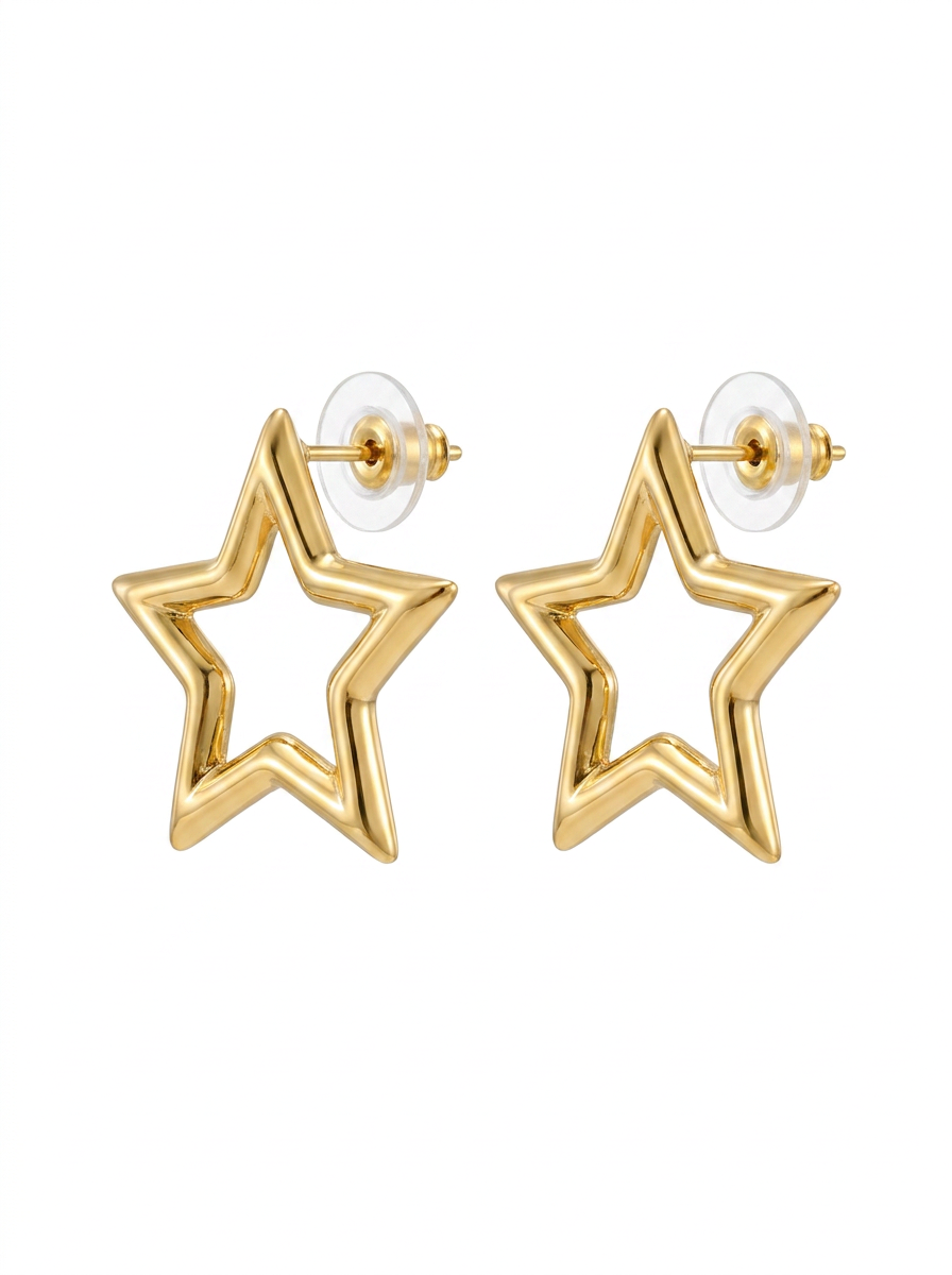 Brick Lane Y2K Cut-out Star Stud Earrings - Gold