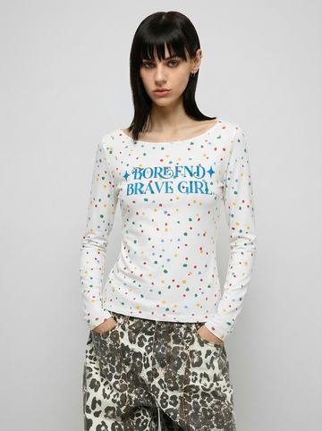 Number One Brave Girl Sleeve Top - Pearl White