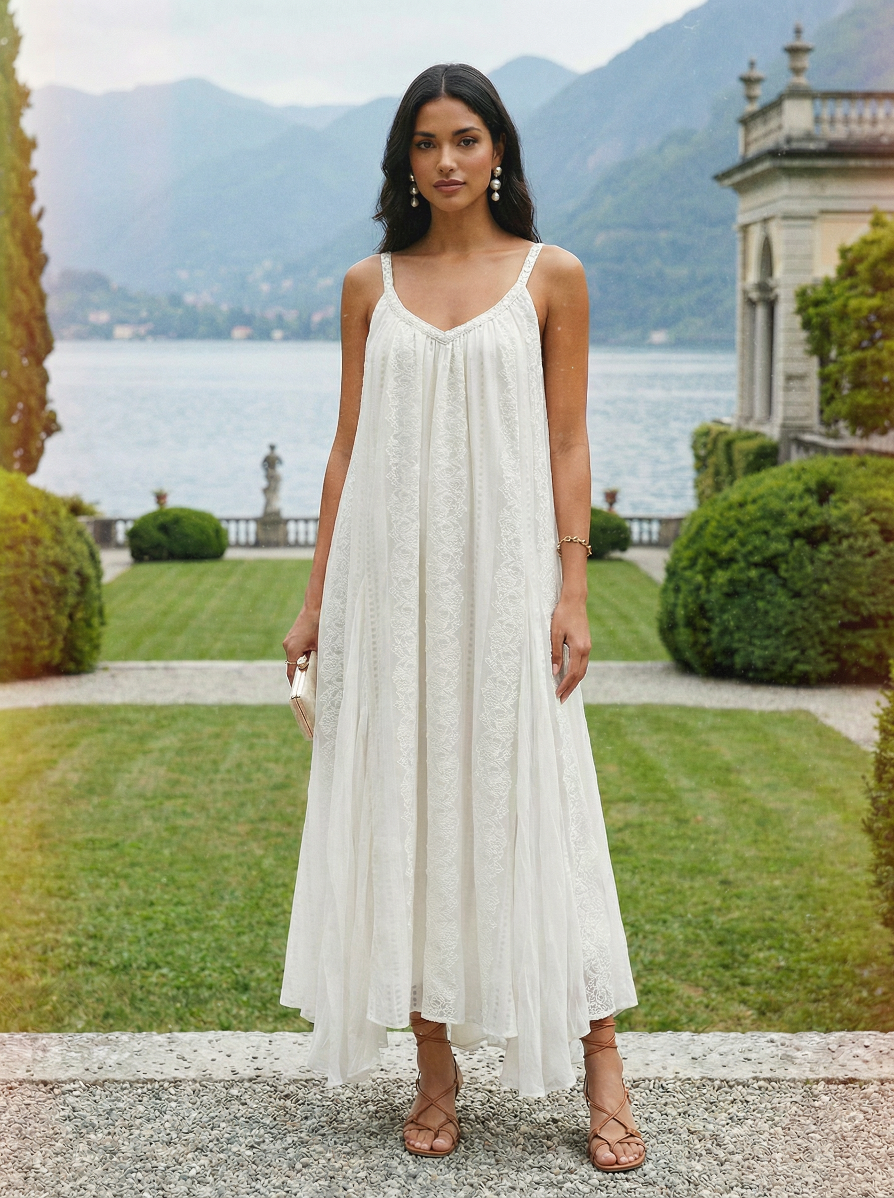 Static Veil Dress - White Moon