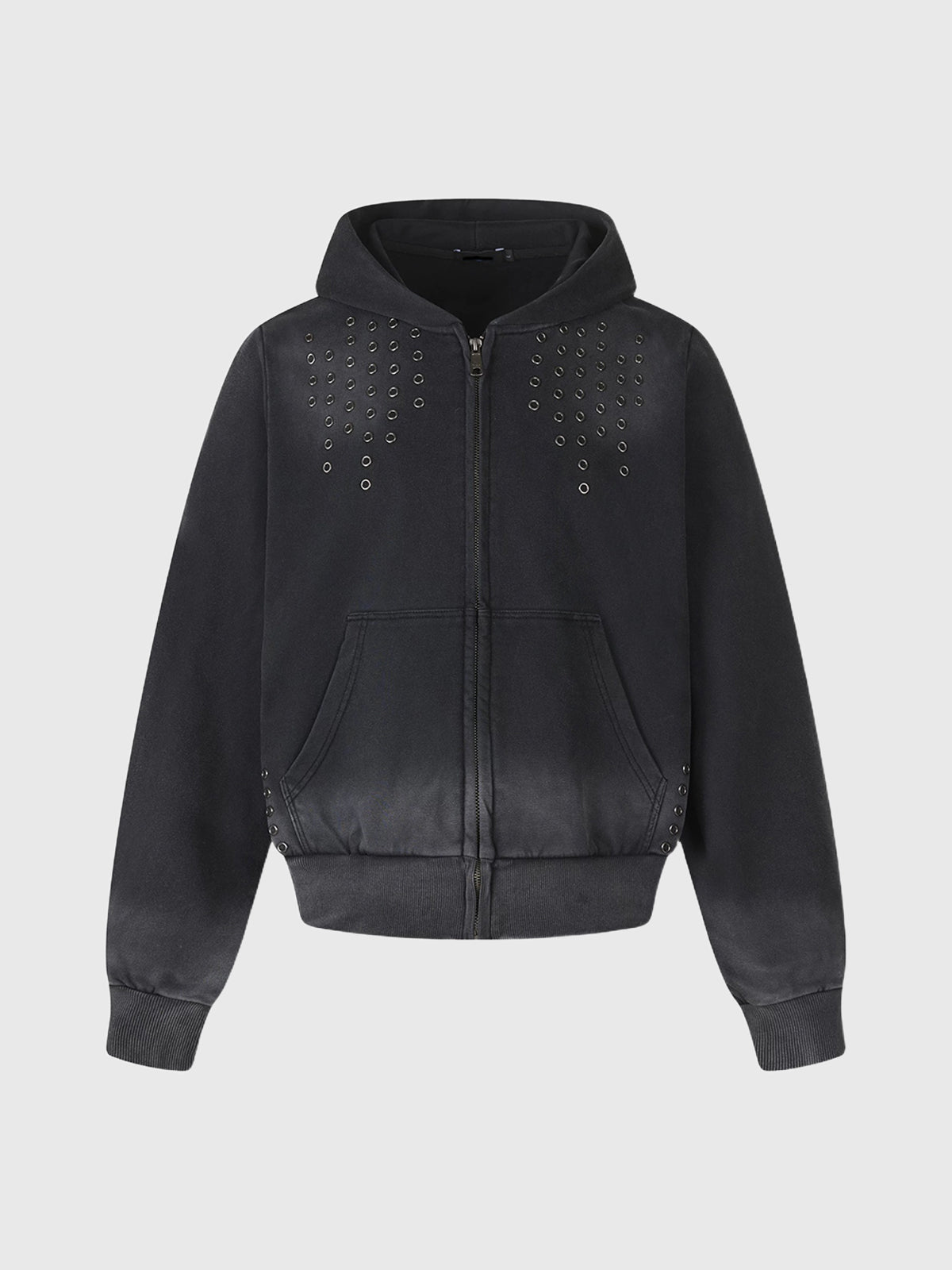 Co-ed Dorm Baggy Cross Washed Zip-up Hoodie - Black