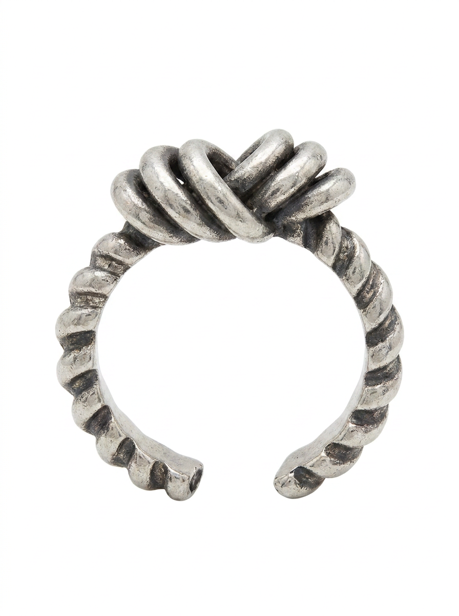 Brick Lane Punk Vintage Knotted Statement Ring - Silver