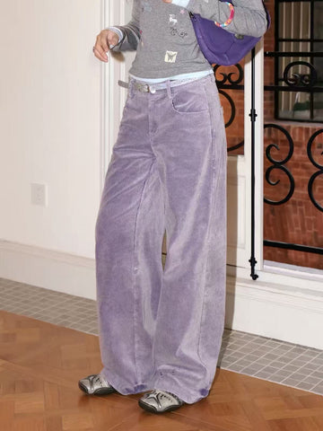 Brick Lane Shimmer Metallic Pleated Maxi Pants - Purple