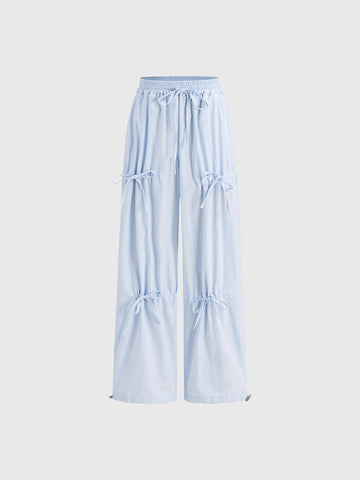 Idle Tab Bow Pants – Mist Blue