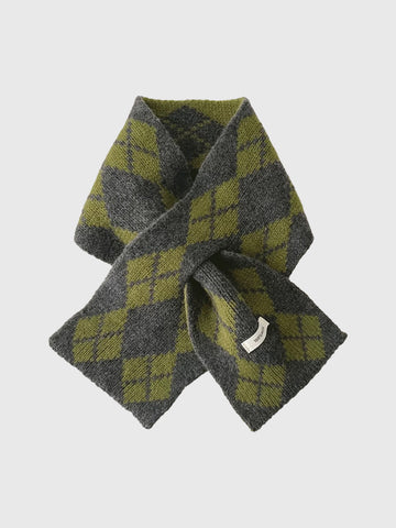 American Club Casual Argyle Pull-Through Knit Scarf - Green