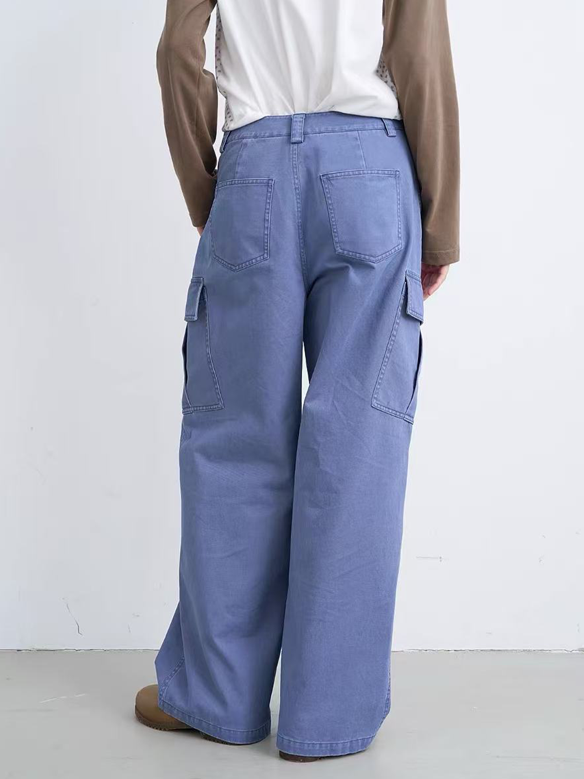 Weekday Outdoor Relaxed Wide-Leg Parachute Cargo Maxi Pants - Blue