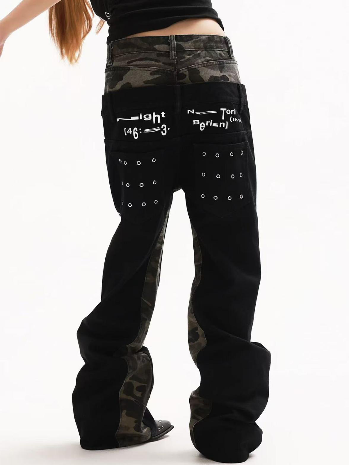 Brick Lane Tiered Ruffle Fringe Wide-Leg Maxi Pants - Black