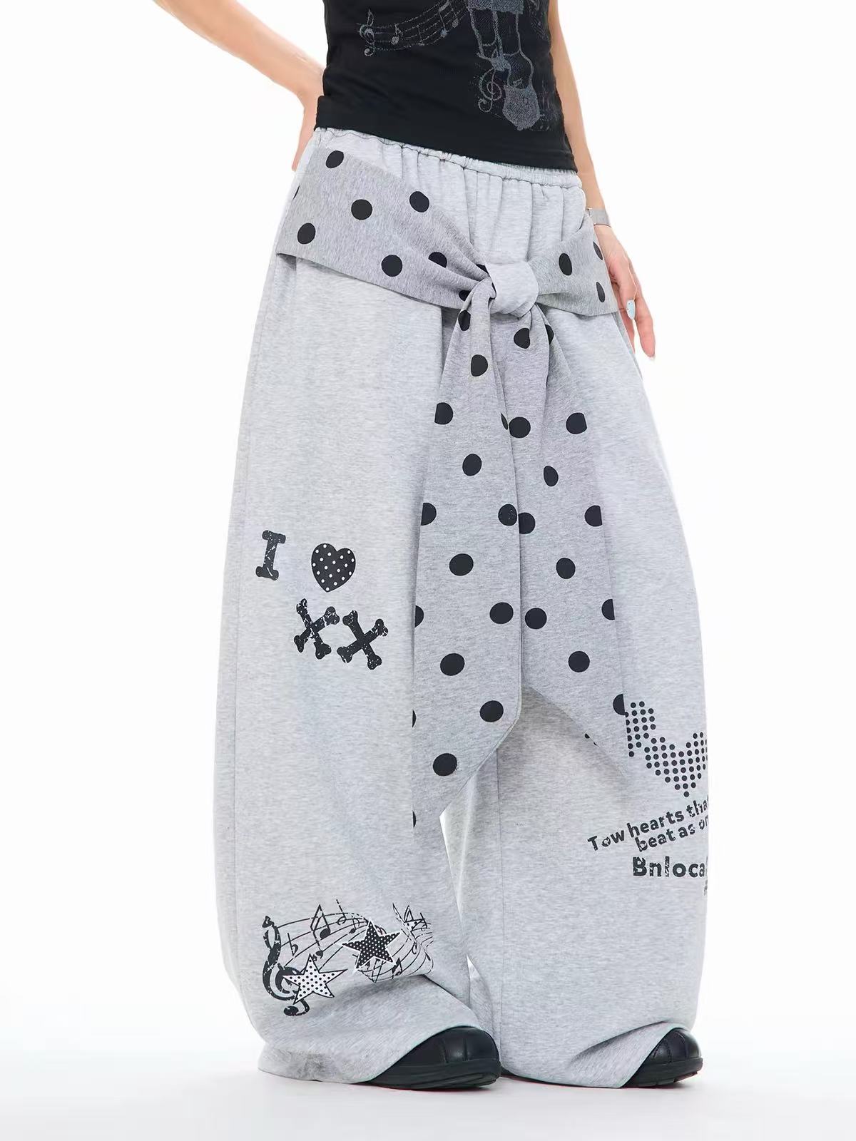 Weekday Outdoor Graphic Print Wide-Leg Parachute Maxi Pants - Grey
