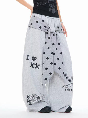 Weekday Outdoor Graphic Print Wide-Leg Parachute Maxi Pants - Grey