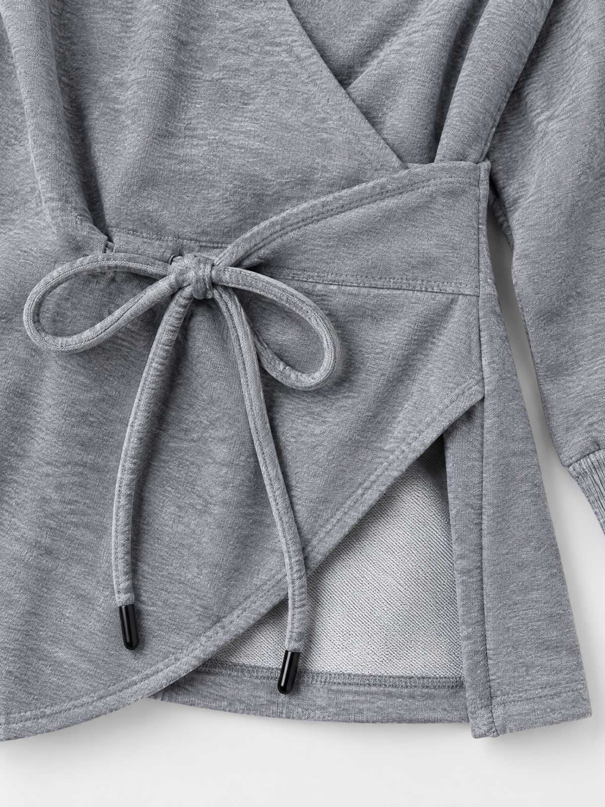 Brick Lane Layered Double-Collar Oversized Long Sleeve Sweatshirt - Grey