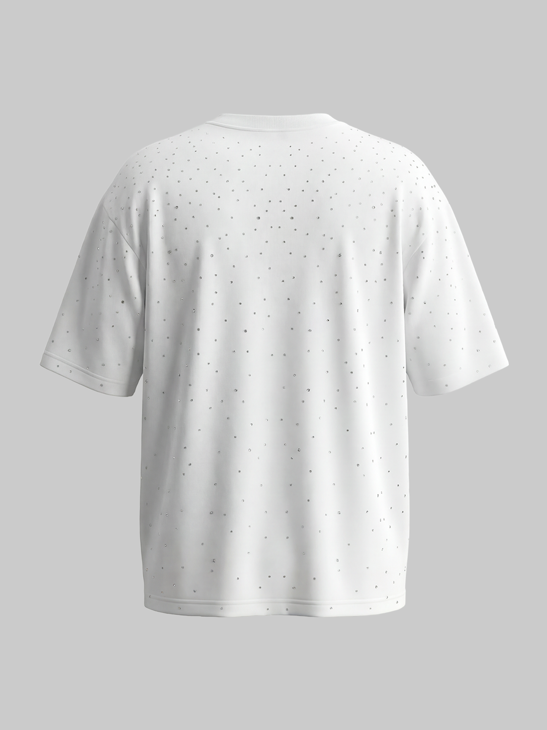Co-ed Dorm Baggy Rhinestone Studded T-Shirt - White