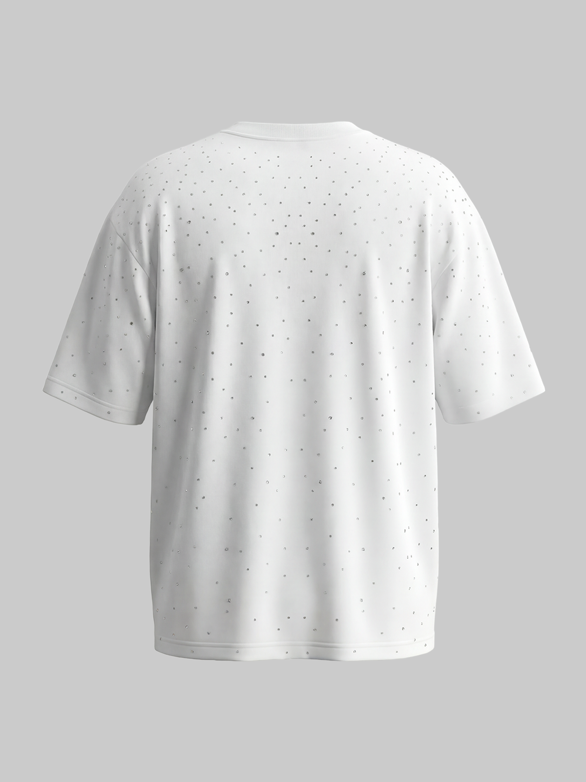 Co-ed Dorm Baggy Rhinestone Studded T-Shirt - White