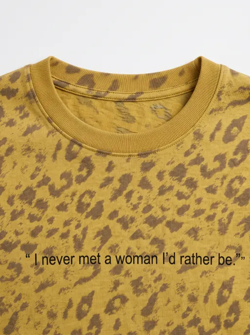 Co-ed Dorm Baggy Leopard Print Long Sleeve Top - Yellow