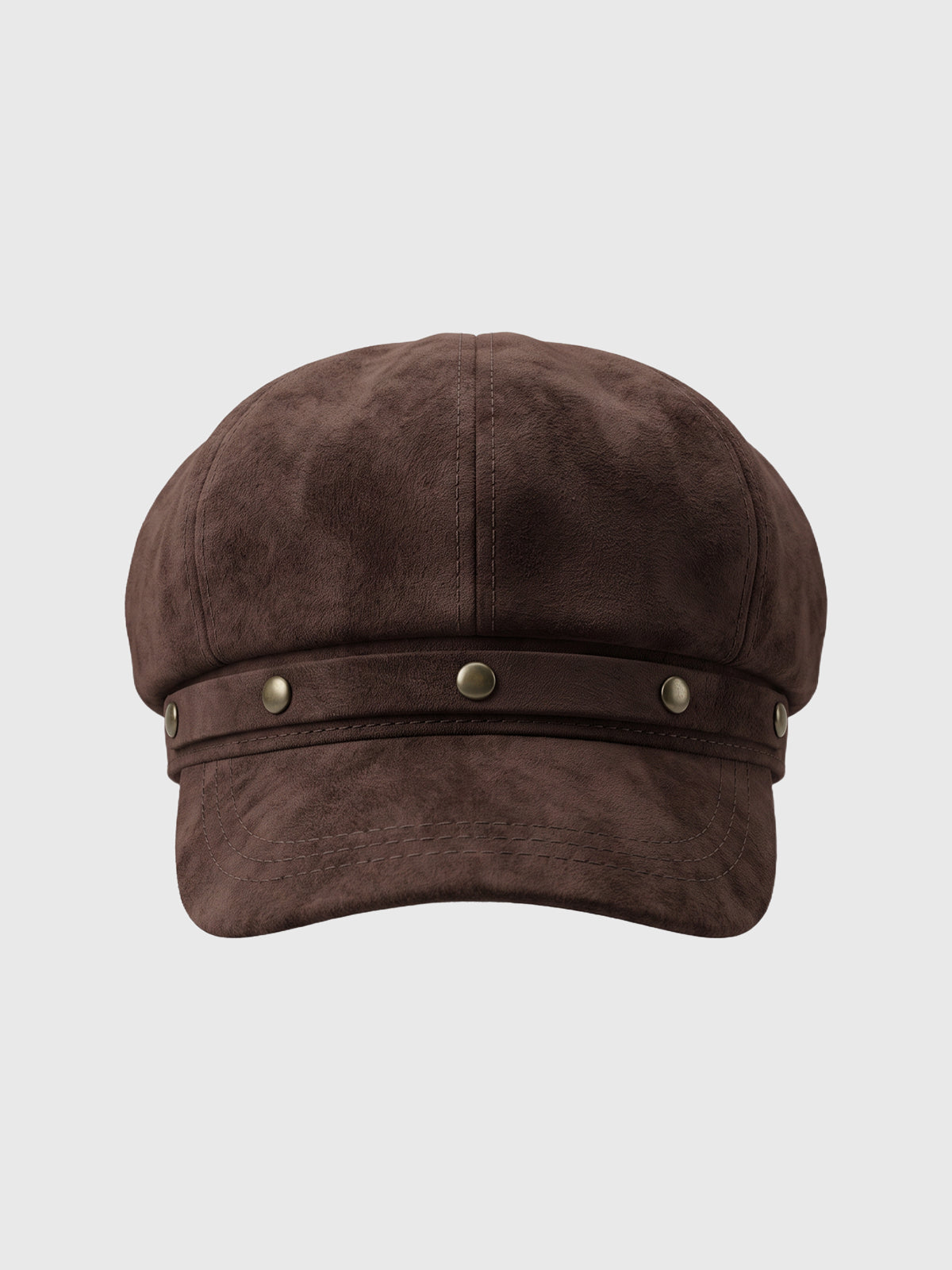 American Club Casual Studded Newsboy Cap - Brown