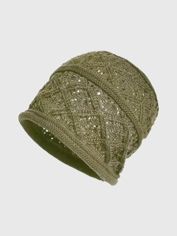 Title: Co-ed Dorm Casual Slouchy Textured Knit Beanie - Green