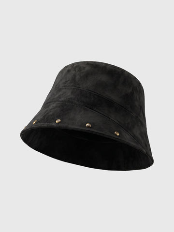 Co-ed Dorm Casual Studded Trim Bucket Hat - Black