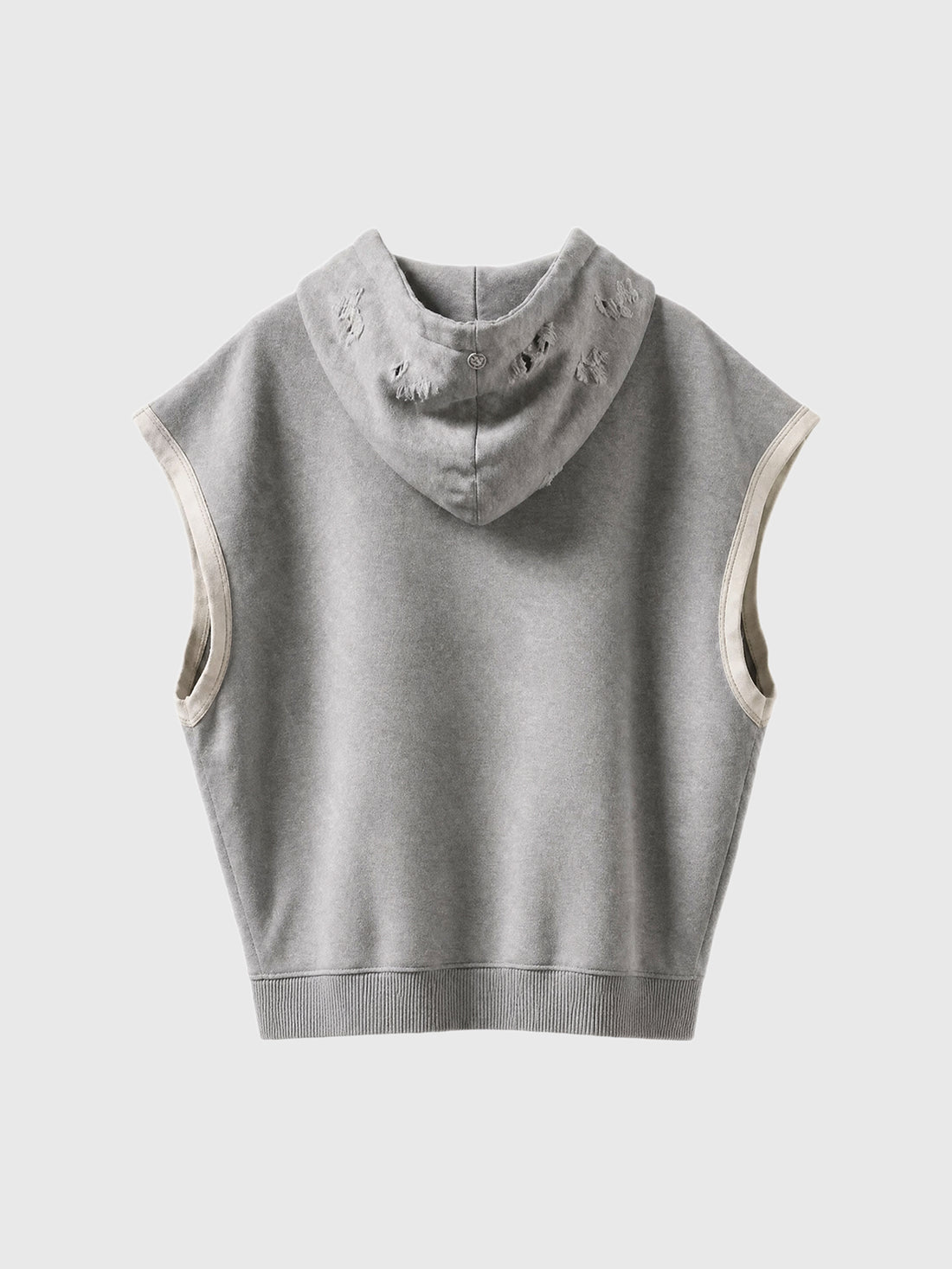 Co-ed Dorm Baggy Distressed Sleeveless Zip-up Hoodie - Grey