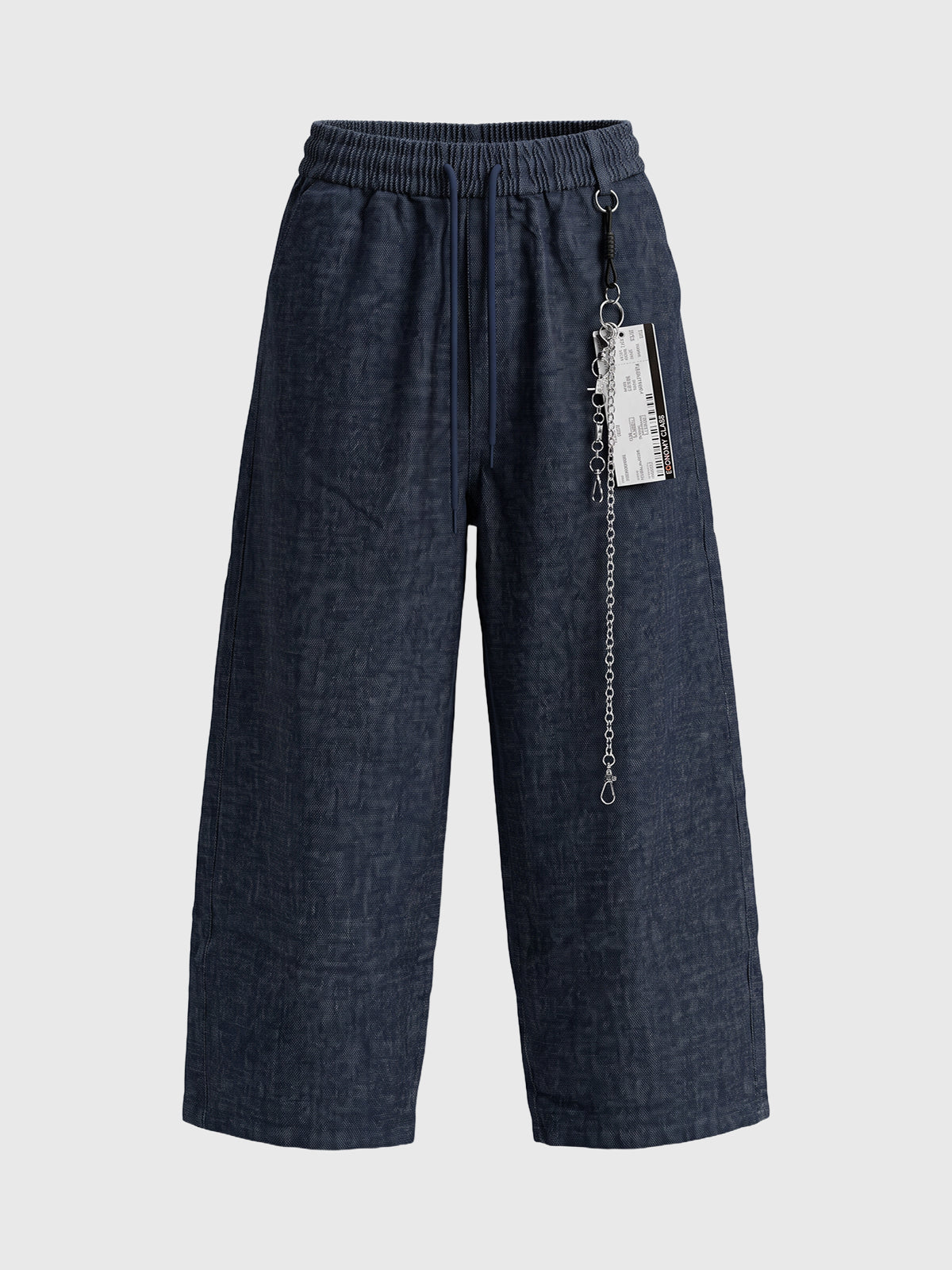 Co-ed Dorm Wide-leg Washed Denim Cargo Pants - Blue