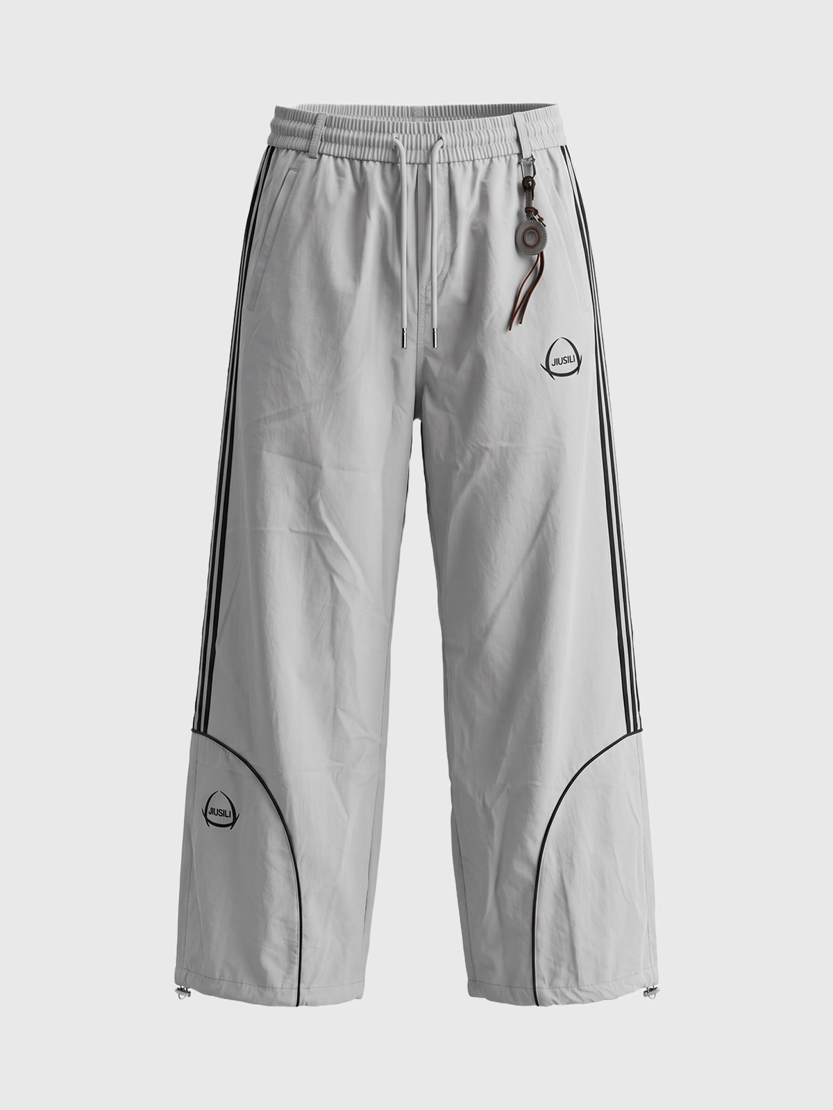 Weekday Outdoor Baggy Side-Stripe Windbreaker Track Pants - Grey