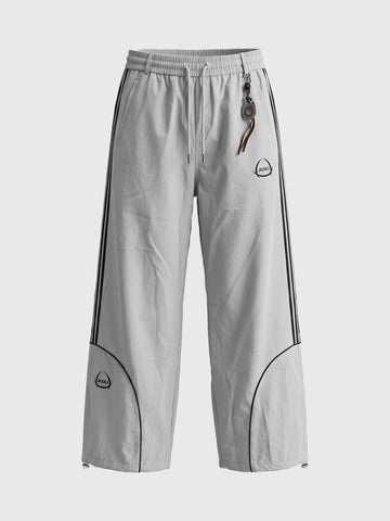 Weekday Outdoor Baggy Side-Stripe Windbreaker Track Pants - Grey