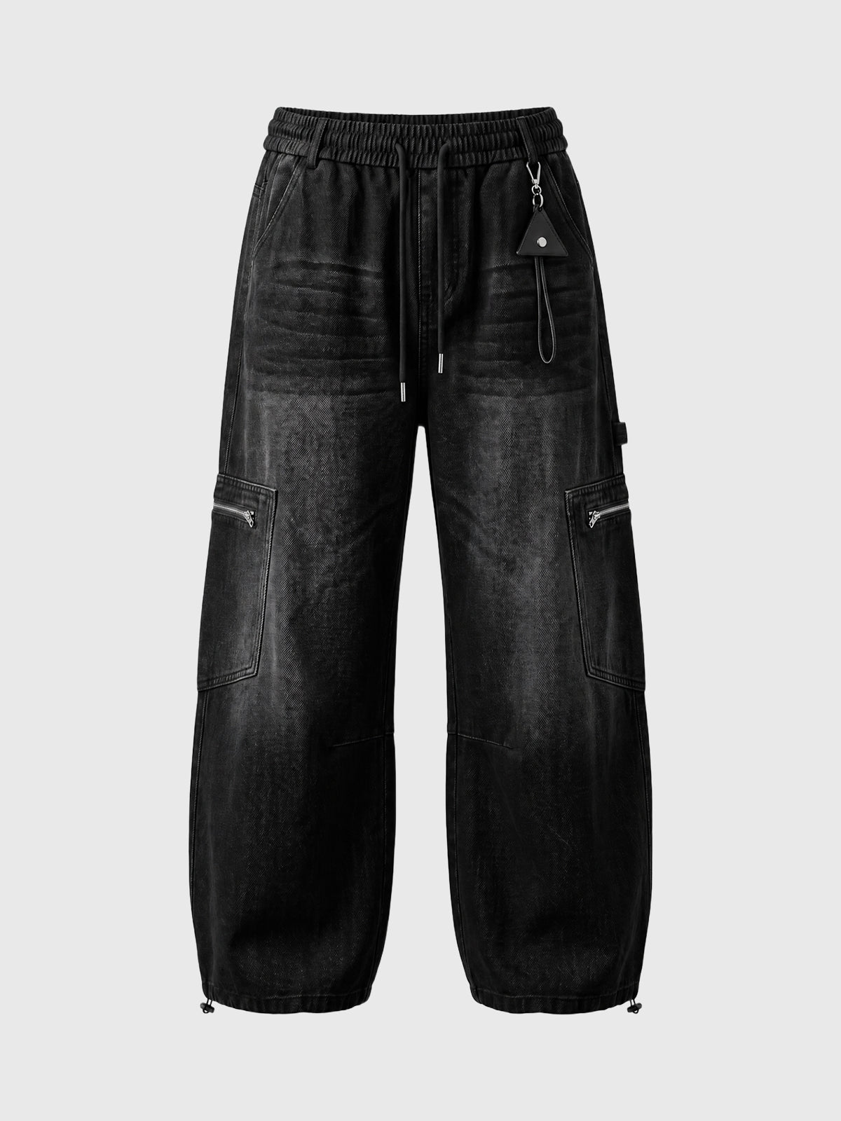 Co-ed Dorm Baggy Drawstring Cargo Track Pants - Black