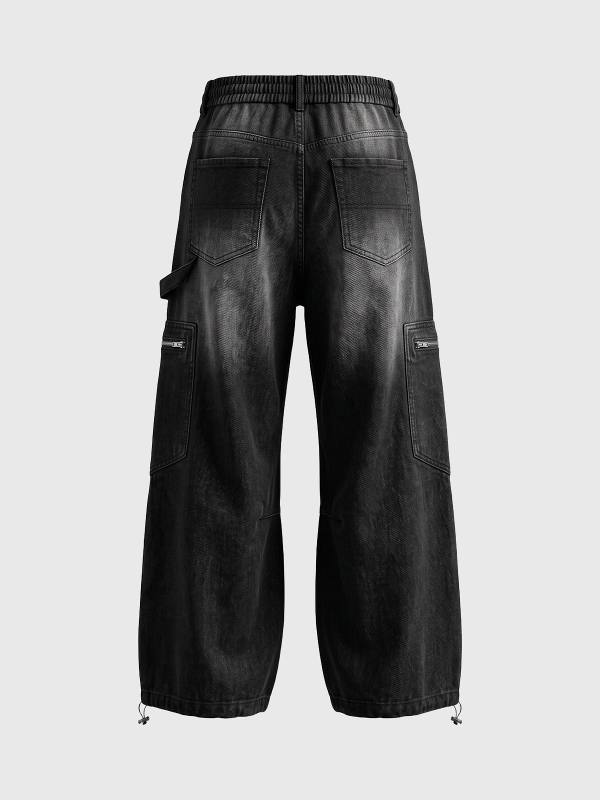 Co-ed Dorm Baggy Drawstring Cargo Track Pants - Black