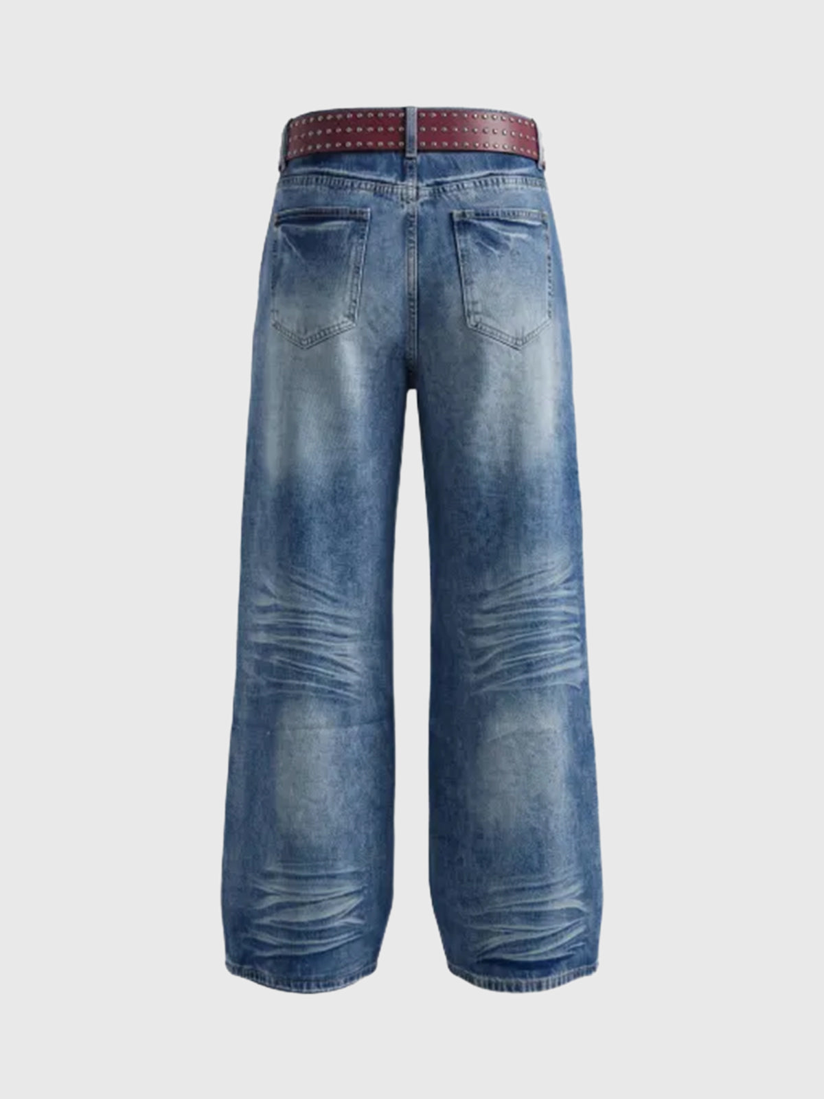 Co-ed Dorm Wide-leg Contrast Waistband Denim Maxi Pants - Blue