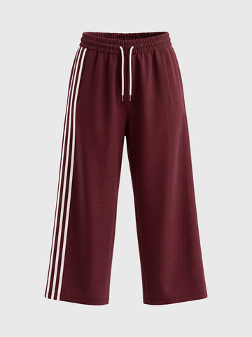 American Club Wide-leg Side-Stripe Track Maxi Pants - Red