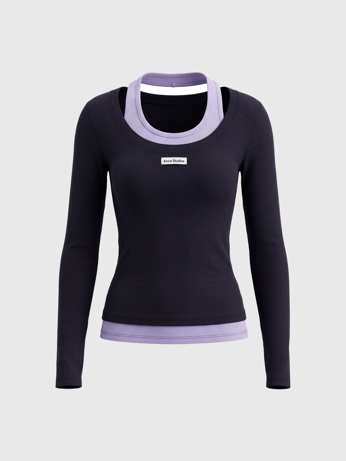 American Club Skimming Graphic Print Long Sleeve Top - Blue