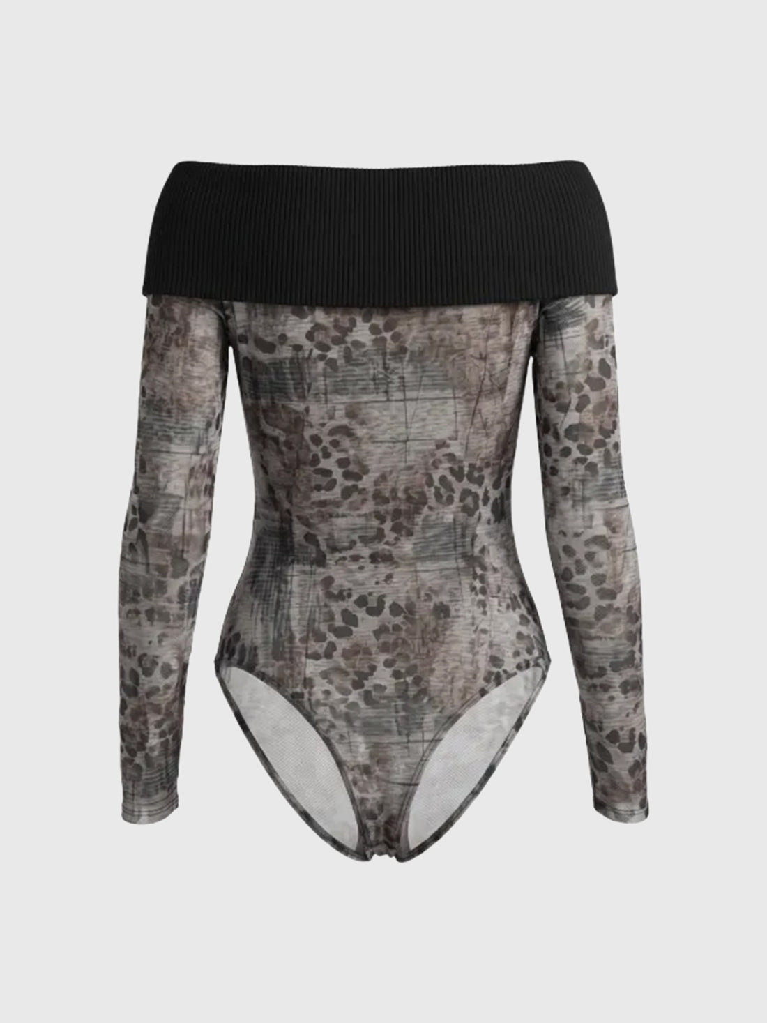 Brick Lane Skimming Graphic Print Bodysuit Top - Grey
